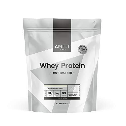 Marca Amazon - Amfit Nutrition Proteína de Suero Lácteo, Sabor Chocolate Blanco, 1 kg (Paquete de 1)
