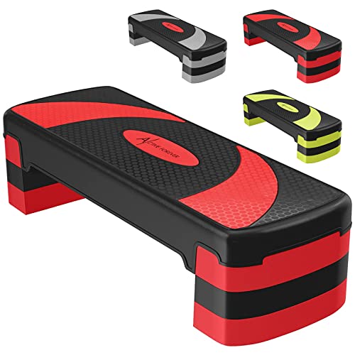 Active Forever Step para Fitness, 3 Alturas Ajustables, Adecuado para Uso doméstico y de Oficina (Negro Rojo)