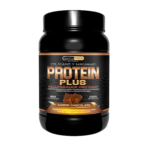Healthy Fusion Protein Plus | Recuperador muscular a base de Proteína, Colágeno, L-Glutamina, Magnesio y Vitamina B6 | Acelera la recuperación muscular y aumenta la musculatura | Sabor chocolate 1kg