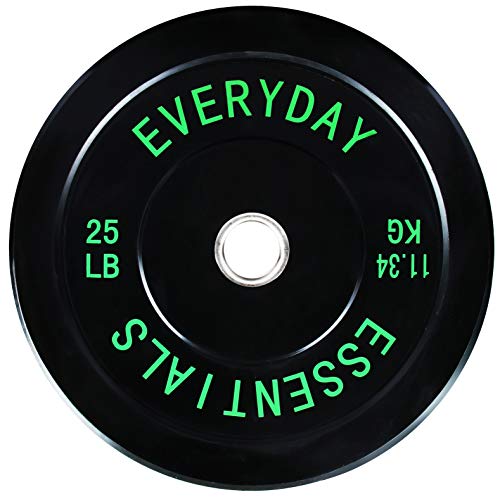 Signature Fitness Discos de peso olímpicos de 2 pulgadas con buje de acero, 25 libras, individual, negro