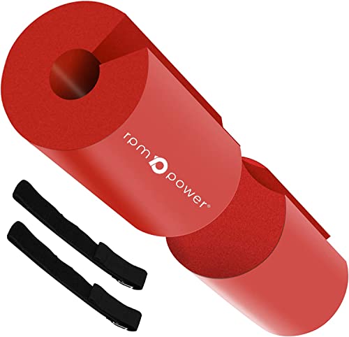 RPM Power Almohadilla para pesas – Almohadillas de empuje resistentes para levantamiento de pesas, sentadillas y cadera con protección de espuma acolchada para barra con peso (rojo)