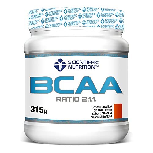 Scientiffic Nutrition - BCAA, Aminoácidos Esenciales Ramificados en Polvo en Proporción 2:1:1, Mejora la Recuperación Muscular y el Aumento de Masa Muscular - Sabor Naranja, 315g.