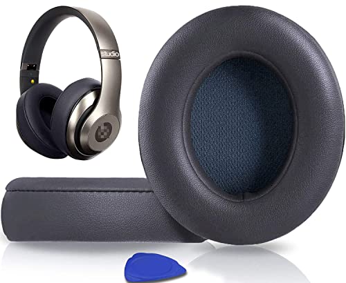 SoloWIT® Almohadillas de Repuesto para Beats Studio 3 y 2 Wireless Wired Auriculares Over-Ear, con Cuero de proteína Suave/Espuma de Memoria de Aislamiento de Ruido-(Titanio)