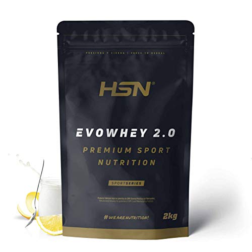 Concentrado de Proteína de Suero de HSN Evowhey Protein 2.0 | Sabor Yogur Limón 2 Kg = 67 Tomas por Envase | Whey Protein Concentrate | No-GMO, Vegetariano, Sin Gluten ni Soja