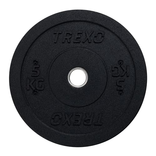 TREXO Discos Pesas Bumper Olímpicos de 5kg Discos Gym de Goma para Barra Olímpica de 50 mm de Diámetro Resistentes para Fitness para Entrenamiento de Fuerza para Crossfit para Gym en Casa TRX-BMP005