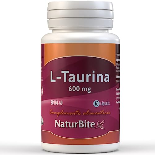 NaturBite - L-Taurina 600mg | 60 Cápsulas | Ayuda en Metabolismo de Lípidos, Función Cardíaca Saludable, Resistencia y Rendimiento Deportivo, Equilibrio Electrolítico