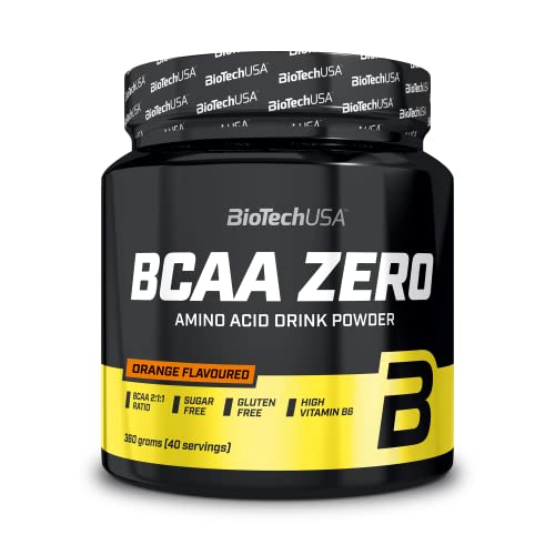 BioTechUSA BCAA Zero - Aminoácidos Esenciales en Polvo | 6g BCAA con L-Leucina Instantánea | Vegano | Sin Azúcar, Sin Lactosa, Sin Gluten, 360 g, Naranja