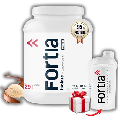 FORTIA Proteina Isolada 100% | Proteinas para Masa Muscular - Whey Protein Isolate | Proteina en Polvo - Materias Primas Europeas de Primera Calidad | 100% Isolate para Atletas (Vainilla, 1800 g)
