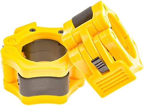 POLANG Clip para abrazadera de bloqueo de pesas olímpicas, ideal para entrenamientos Crossfit, Overhead Press, Deadlift y press de banca (amarillo)