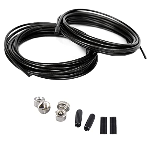 InnoTi Pack de Recambios Comba Crossfit - Kit de Repuestos con 2 Cables de Acero de 3m - Adaptables a Todas las Combas de 2,5mm de Grosor - Topes de Goma y Tornillos de Fijación de incluidos (Negro)