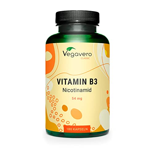 Vitamina B3 Nicotinamida Vegavero® | 180 Cápsulas para 6 Meses | No Ruborizante (Flush Free) | No Aditivos | Vegano | Metabolismo Energético + Sistema Nervioso