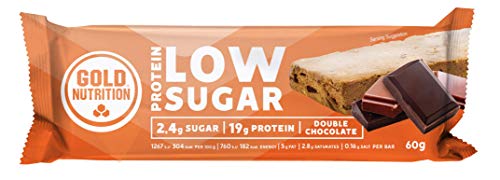 GoldNutrition Total Protein Bar Low Sugar Suplemento Deportivo, Sabor Doble Chocolate - Paquete de 10 x 60 gr - Total: 600 gr