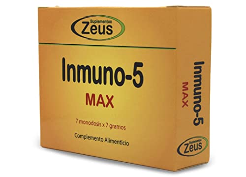 INMUNO-5 MAX | Contribuye al funcionamiento normal del sistema inmunitario |Complemento Alimenticio a base de Hongos y Plantas que aportan Vitamina C |100% Vegano|7 Sobres