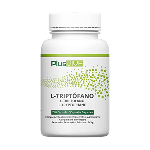 Plusvive - Suplemento de L-triptófano 100 % vegano, 500 mg, 240 cápsulas