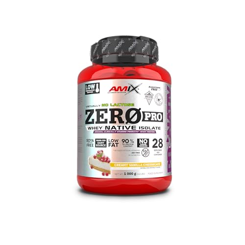 Amix - Zero Pro Protein - Suplemento Alimenticio - Mejora del Rendimiento - Contiene Aminoácidos Bcaa - Glutamina en Polvo - Nutrición Deportiva- Sabor a Vainilla - Tarta de queso - Bote de 1 Kg