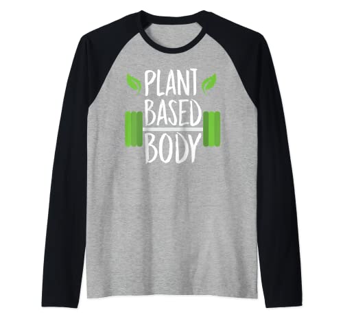 Diseño vegano del regalo del entrenamiento para el cuerpo basado en proteínas vegetales Camiseta Manga Raglan