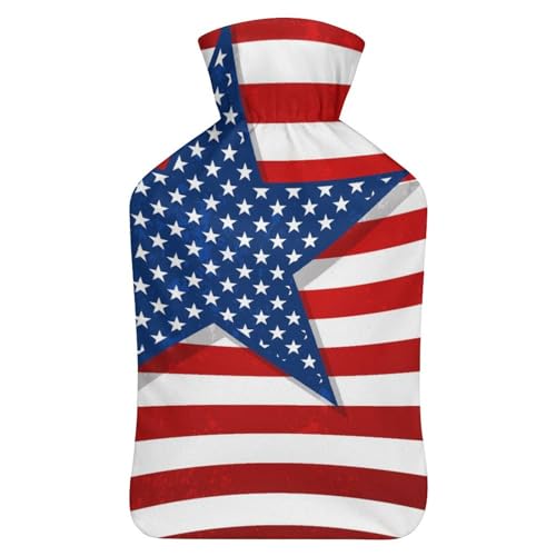 Bandera Americana Bolsa De Agua Caliente Con Felpa Funda Botella De Cama Para Alivio Del Dolor 26.5X15.3cm