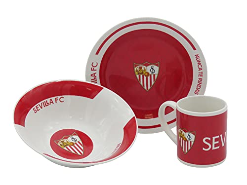 Sevilla Fútbol Club - Set de Desayuno, Producto Oficial, Color Rojo y Blanco (CyP Brands)