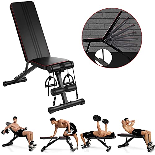 Banco de musculación plegable,7 posiciones de respaldo ajustables, carga máxima 150 kg, entrenamiento Sit-up Fitness Banco plano, Banco de Pesas Plegable
