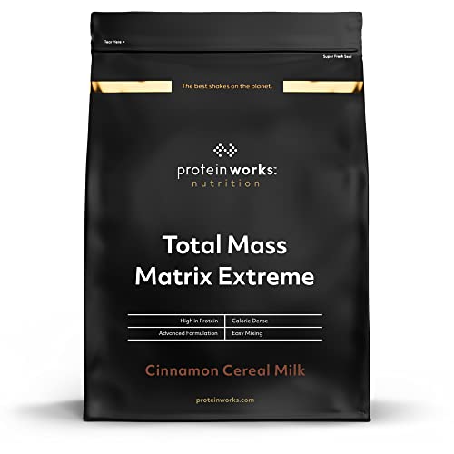 Protein Works| Total Mass Matrix Extreme Protein Powder | Masa Muscular | Alto en Calorías Para Ganar Masa | Con Glutamina, Creatina y Vitaminas | Leche de Cereales y Canela | 1.325kg
