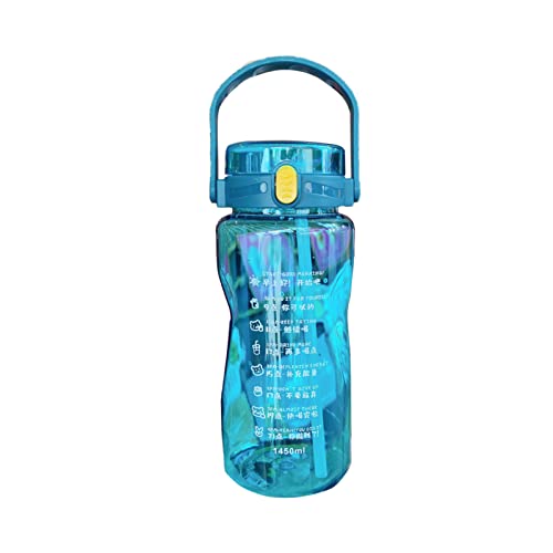 LMOLING Botella de Agua para Deportes Al Aire Libre, Botella de Agua de Fitness de Plástico para PC de Grado Alimenticio, Tapa Superior Abatible(Azul)