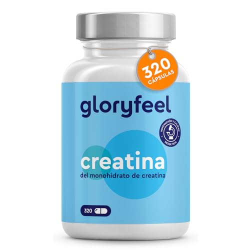 Creatina - 320 Cápsulas - 3000 mg de polvo de creatina monohidratada pura por dosis diaria - Probada en laboratorio y fabricada en Alemania
