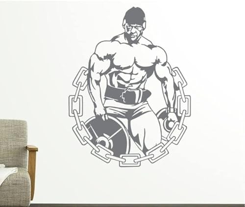Calcomanía de pared de gimnasio para estudio de fitness, póster de vinilo, calcomanía de pared Quadro Parede para decoración del hogar, mural de sala de deportes LA824