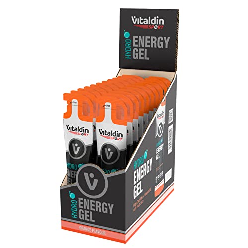VITALDIN SPORT Hydro Energy Gel – 24 Geles x 55 ml – Gel Energético Hydro sabor Naranja con Vitamina B6 – Energía rápida y sostenida en Running, Ciclismo & Deportes de Resistencia