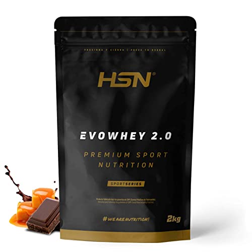 Concentrado de Proteína de Suero de HSN Evowhey Protein 2.0 | Sabor Chocolate Caramelo 2 Kg = 67 Tomas por Envase | Whey Protein Concentrate | No-GMO, Vegetariano, Sin Gluten ni Soja