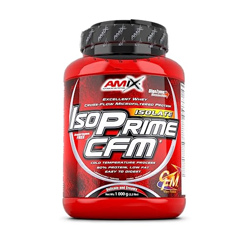 AMIX - Proteína Isolada Isoprime CFM, 1 Kg - Gran Aporte de Aminoácidos - Contiene Enzimas Digestivas - Libre de Aspartamo, Proteínas para Aumentar Masa Muscular, Sabor Fresa