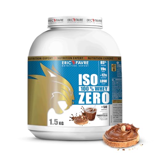 ISO WHEY ZERO 100% Pure Protein - Pure Whey Protein Isolate es sabroso y sirve para ganar masa muscular - Rápidamente asimilable - 1,5 kg - Laboratorio Francés Eric Favre (Chocotella)