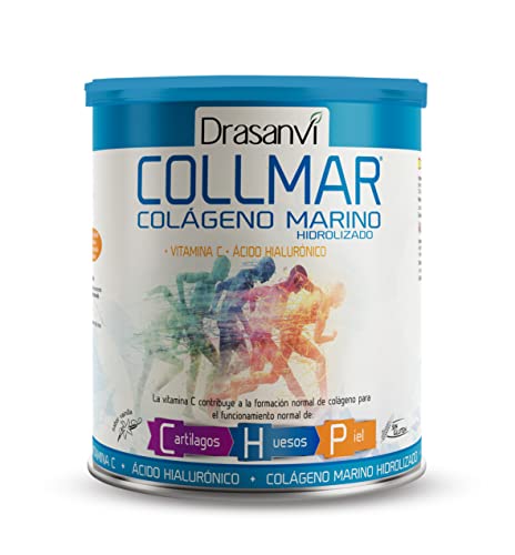 COLLMAR Colágeno Marino Hidrolizado con Ácido Hialurónico, Vitamina C |Sin edulcorantes | Máx. asimilación 9.660 mg/dia | 275g de polvo | Sabor Vainilla