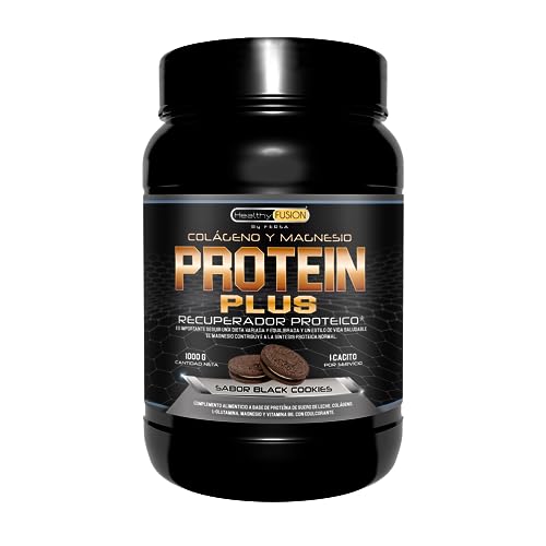 Healthy Fusion Protein Plus | Recuperador muscular a base de Proteína, Colágeno, L-Glutamina, Magnesio y Vitamina B6 | Acelera la recuperación muscular y aumenta la musculatura | Sabor Galleta 1000gr