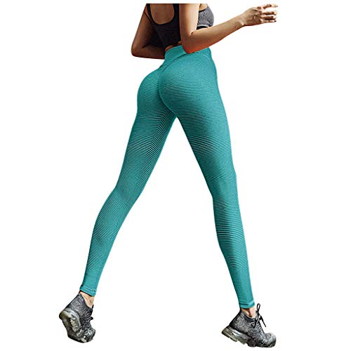 SHOBDW Leggings Mujer Cintura Alta Mallas Pantalones Deportivos Leggins Raya para Yoga Running Respirable Secado rápido Elásticos Reducir Vientre Fitness Abdomen Medias(Verde2,M)