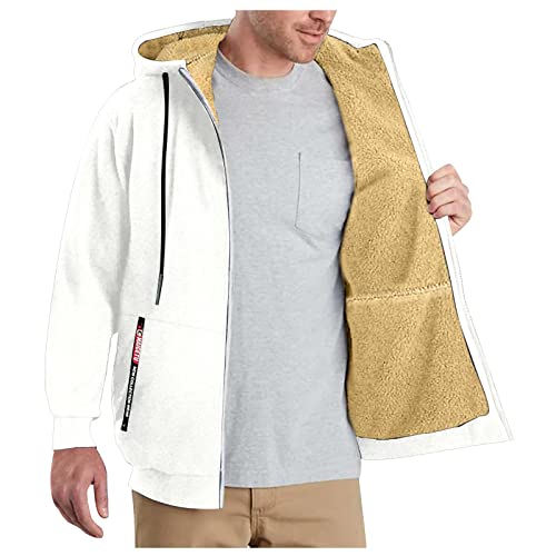 EONIo Sudadera deportiva casual de camuflaje para hombre, manga larga, con cremallera, chaqueta con capucha, blanco, XXXL
