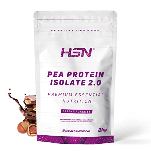Proteína de Guisante Aislada de HSN | Sabor Chocolate Avellanas 2Kg = 67 Tomas por Envase | 100% Vegana | Pea Protein Isolate | No-GMO, Sin Gluten, Sin Soja ni Azúcares añadidos