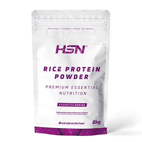 HSN Proteína de Arroz | Sin Sabor 2 Kg = 67 Tomas por Envase Pura proteína de arroz integral concentrada en polvo | 100% Vegana | Rice Protein Powder | No-GMO, Sin Gluten