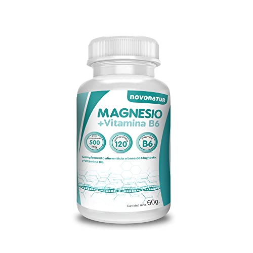 Magnesio mas Vitamina B6, 120 comprimidos, contribuyen al funcionamiento normal del sistema nervioso, disminuye el cansancio y mejora la salud ósea. Sistema inmunitario. NOVONATUR