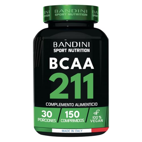 Bandini® BCAA 2 1 1 150 Comprimidos - Aminoácidos Ramificados 2.1.1 - L-Leucina, L-Isoleucina, L-Valina con Vitamina B1 y B6 - Complemento Alimenticio 2:1:1 Pre y Post Entrenamiento - 100% Vegano