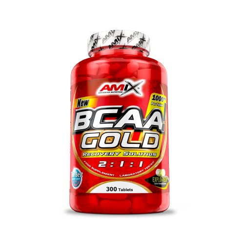 AMIX - BCCA Gold 300 Cápsulas - Favorece la Recuperación Muscular y Ayuda a Definir los Músculos - Aporta Aminoácidos Esenciales - BCAA Glutamina - BCAA en Cápsulas