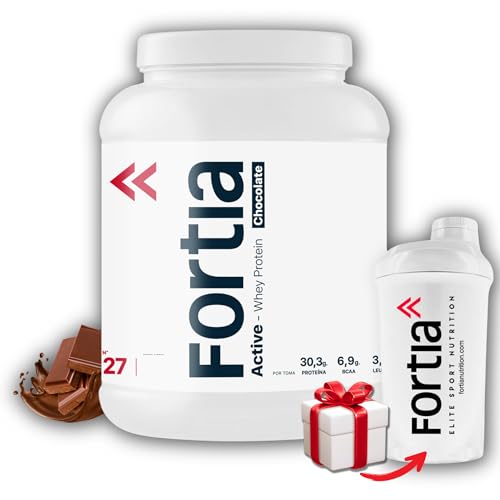 Fortia Proteinas Whey | Proteinas para Masa Muscular - Proteina en Polvo | Materias Primas Europeas - Whey Protein | Recuperación y Desarrollo Muscular | (Chocolate, 1800 g)