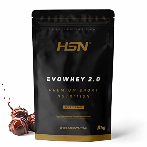 Concentrado de Proteína de Suero de HSN Evowhey Protein 2.0 | Sabor Doble Chocolate 2 Kg = 67 Tomas por Envase | Whey Protein Concentrate | No-GMO, Vegetariano, Sin Gluten ni Soja