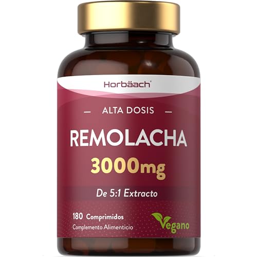 Remolacha Suplemento 3000mg | Beetroot Extract Supplement | Potenciador de óxido nítrico | 180 Pastillas Veganas | by Horbaach