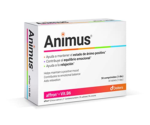 DEITERS - Animus 30 Comprimidos, Complemento Alimenticio, Pastillas para el Ánimo, Pastillas Naturales para Ansiedad, para Equilibrio Emocional y Relajación, con Vitamina B6 y Affron, Multivitaminas