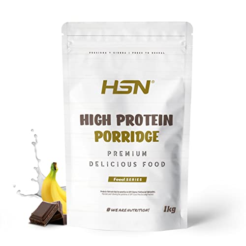 Gachas de Avena Proteicas de HSN | Sabor Chocolate Banana 1 Kg = 20 Tomas | Porridge Proteico de Avena Integral y Proteína de Suero | Fácil y Rápido de Preparar | Bajo en Azúcar | Apto Vegetariano