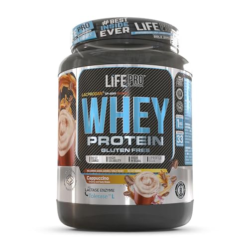 Life Pro Whey 1Kg | Suplemento Deportivo, 78% Proteína de Concentrado de Suero, Protege Tejidos, Anticatabolismo, Crecimiento Muscular y Facilita Recuperación | Sin Gluten (Capuchino, 1 kg)