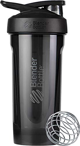 BlenderBottle Strada Shaker Cup perfecta para batidos de proteínas y preentrenamiento, 28 onzas, color negro