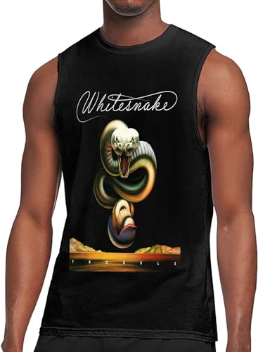 Whitesnake - Camiseta sin mangas para hombre, camiseta sin mangas para entrenamiento, gimnasio, musculación, fisicoculturismo, fitness, cuello redondo, Negro, 50