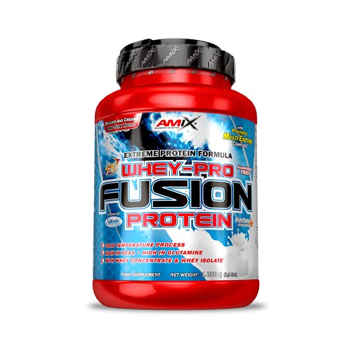 AMIX - Proteína Whey - Pure Fusion - 1 Kg - Concentrado de Suero Ultra Filtrado - Isolada con Splenda - Contiene L-glutamina - Proteínas para Aumentar Masa Muscular - Sabor Doble Chocolate Blanco