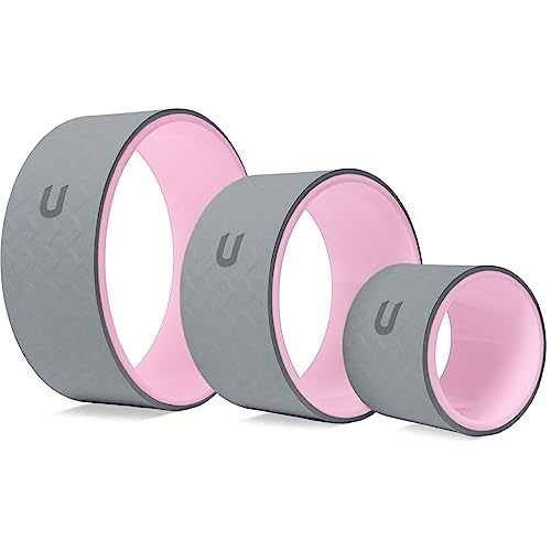 unycos - Ruedas de Yoga Antideslizantes, Resistentes y Ligeras, Kit de 3 Unidades 32 cm/26 cm/16,5 cm Accesorios para Estirar la Espalda, Mejorar la Flexibilidad y Aliviar el Dolor (Pink)